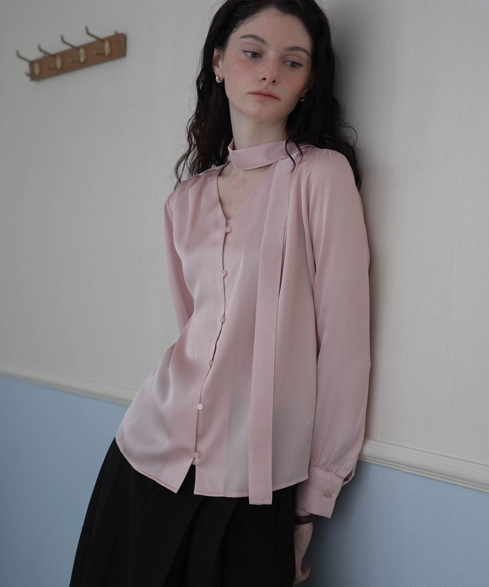 Camila Tie Silky Blouse [Pink]