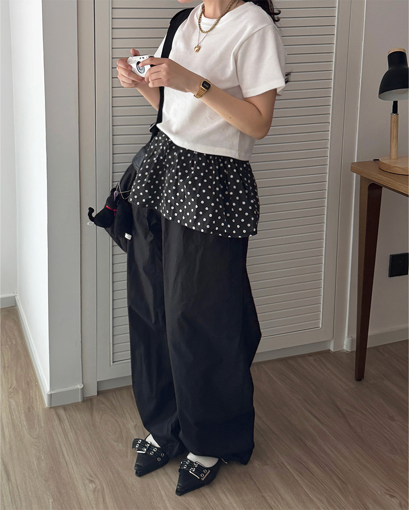 ドット柄ツイードスカートパンツ ドット柄ツイードスカートパンツ