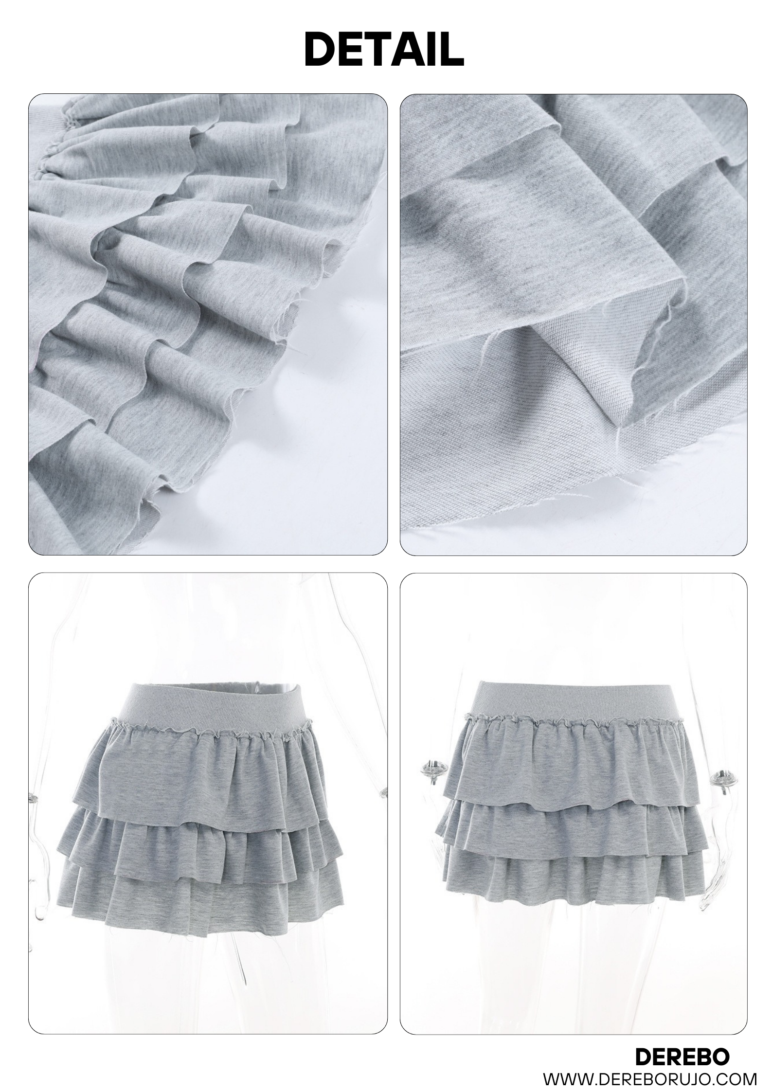 グレーフリルティアードゴムミニスカート | ファッション通販サイト NUGU