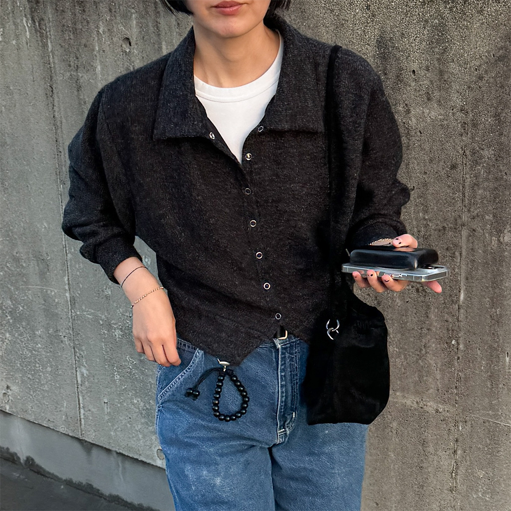 いも様 ロンハーマン ラクーンニット カーディガン バルーンスリーブ 黒 XS