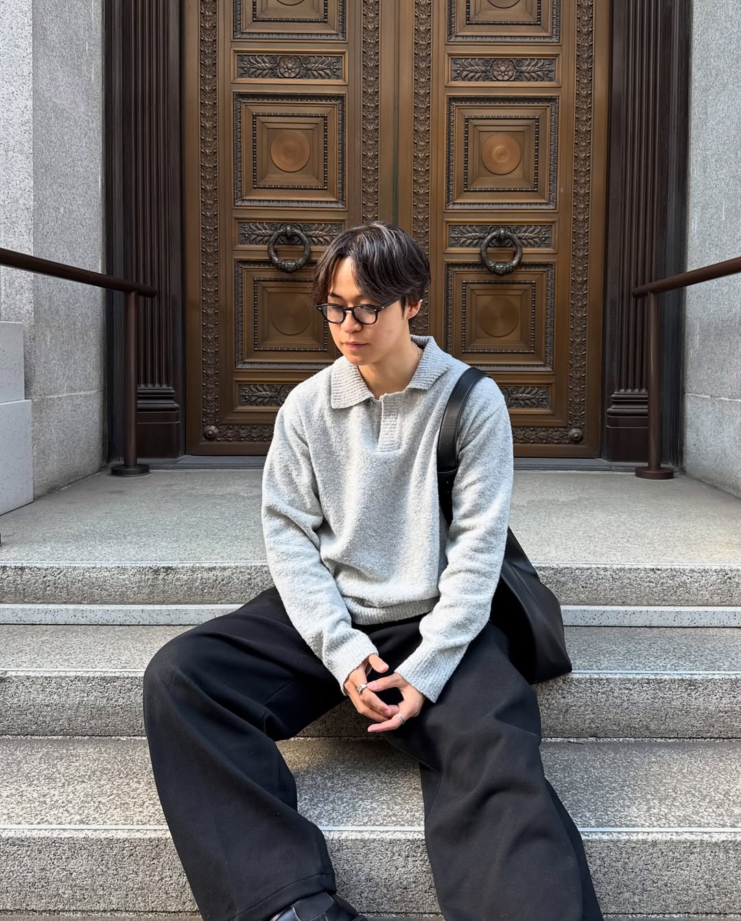 1回再販](ORIGINAL) インバーテッドタックワイドスラックス (black