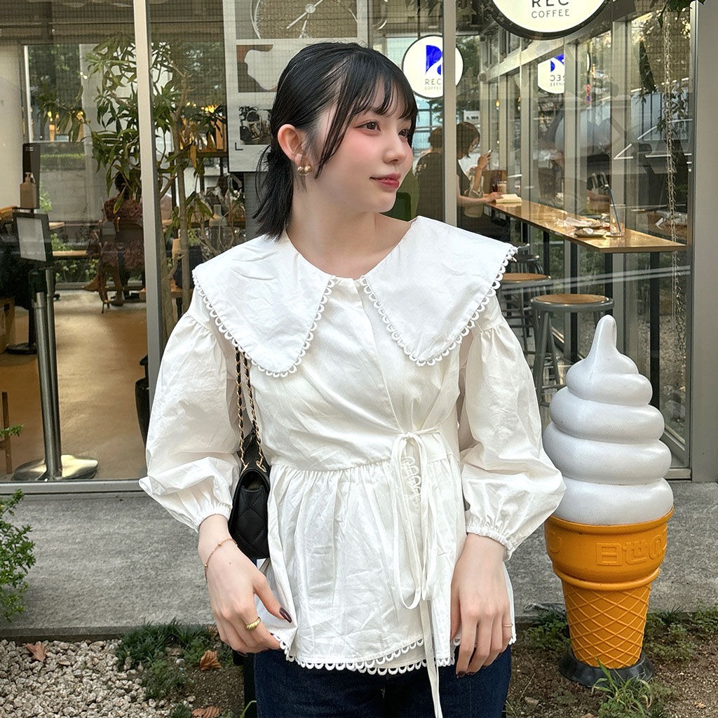 ビッグカラーブラウス | ファッション通販サイト NUGU