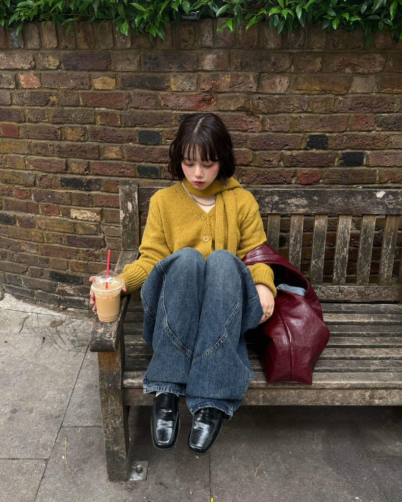 【早いものがち】ELENDEEK　カーディガン＋マフラーSET♪ ブランケットステッチニットカーディガン（55-41KE03-203）｜パープル