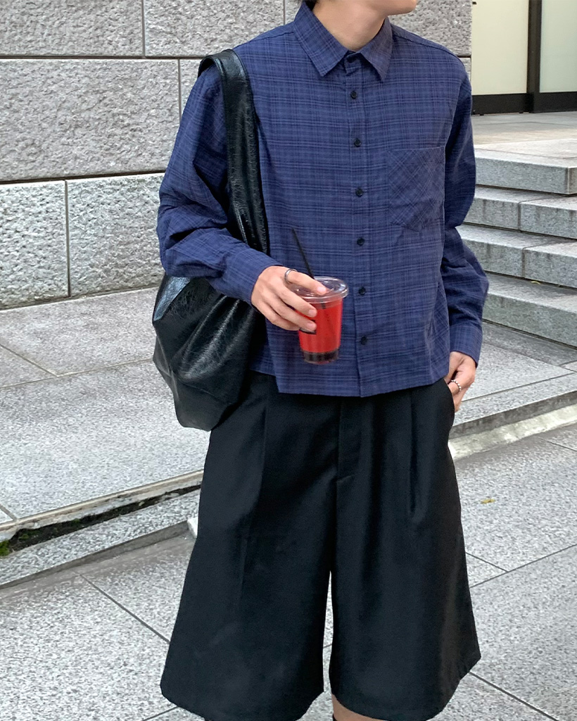 コットンクロップチェックシャツ