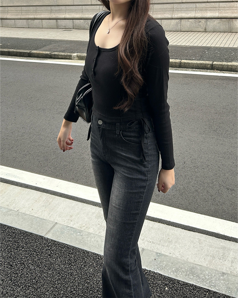 クロップドヘンリーネックトップス | ファッション通販サイト NUGU