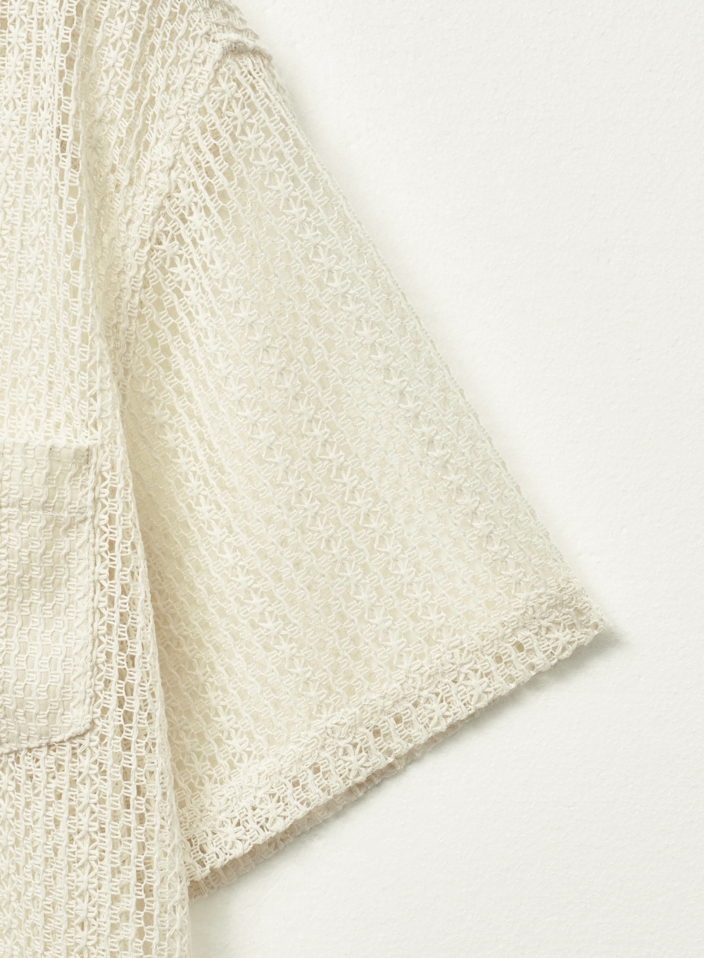 Crochet Open Collar Half Shirt - Cream | ファッション通販