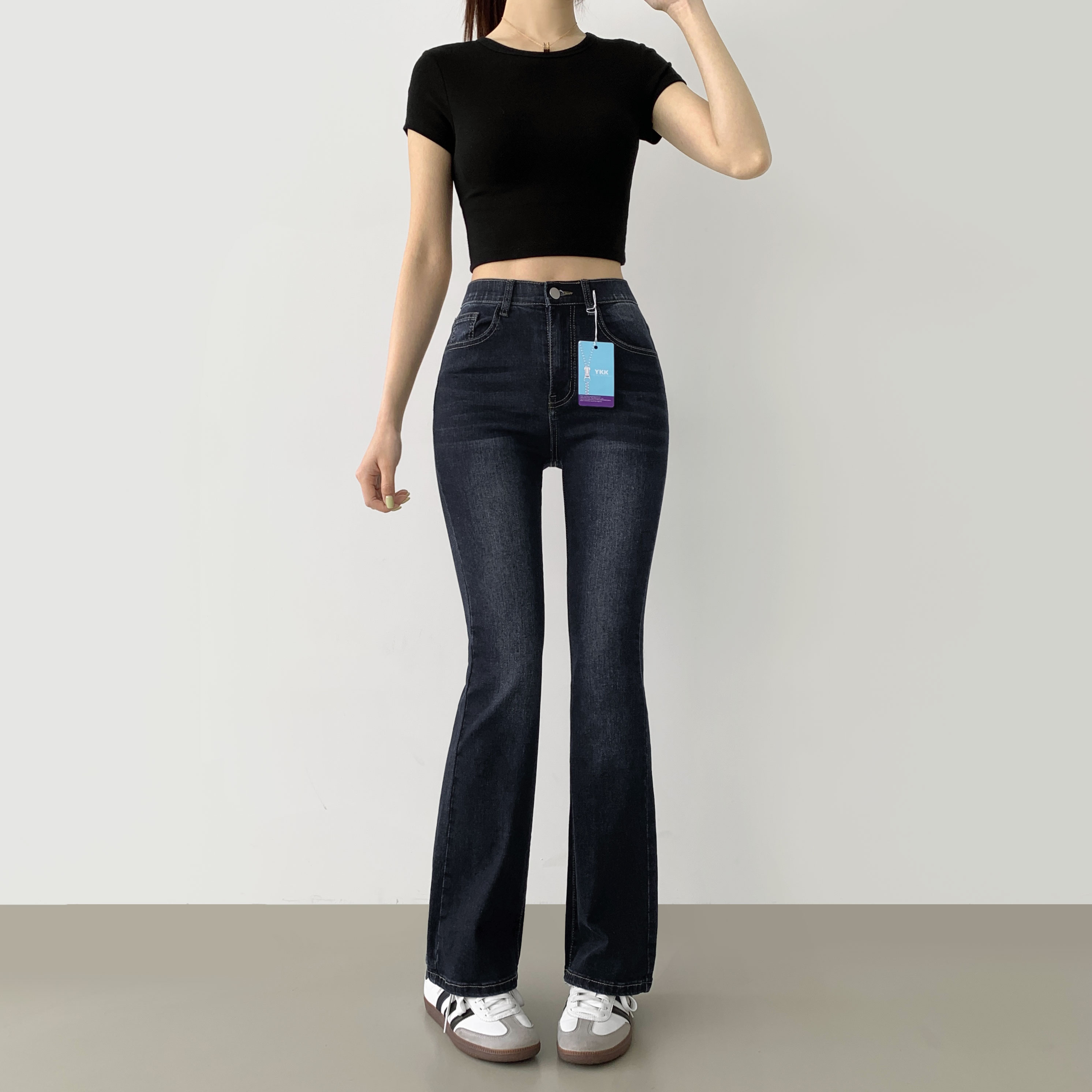 スリムセミブーツカットデニムパンツ | ファッション通販サイト NUGU