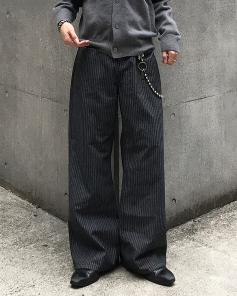 ローポケットストライプデニムパンツ