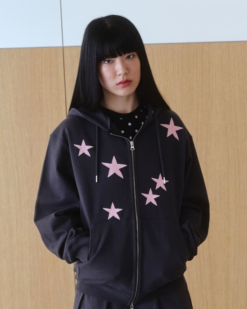 スターシンボルフードハーフジップフードパーカー[ネイビー
