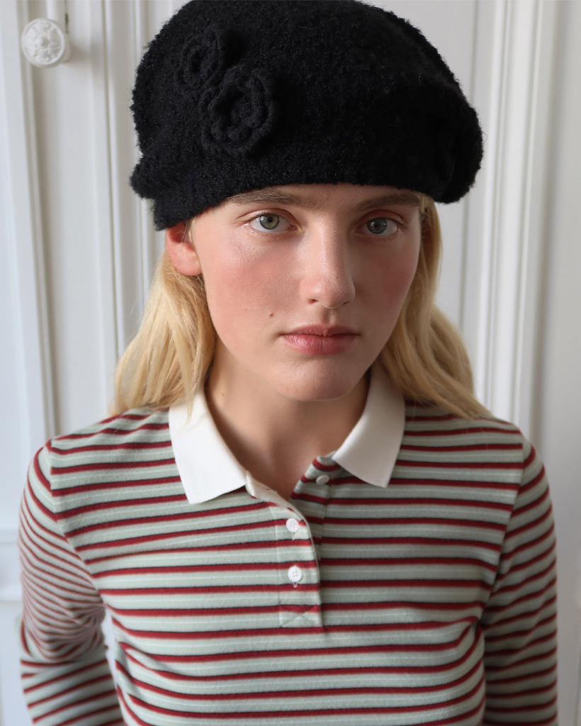 Sinoon Flower Boucle Beret (Black) | ファッション通販サイト NUGU