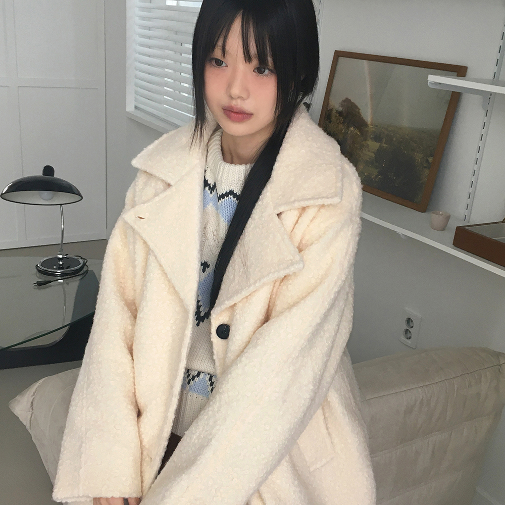 NUGU FRENCH AUBE ウールブークレハーフ冬 カラーコート NUGU FRENCH AUBE ウールブークレハーフ冬 カラーコート 【公式通販】