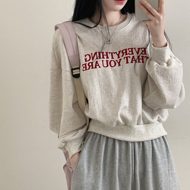 クロップド刺繍ロングスリーブスウェットシャツTシャツ