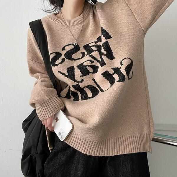 Cozyレタリングラウンドニット | ファッション通販サイト NUGU