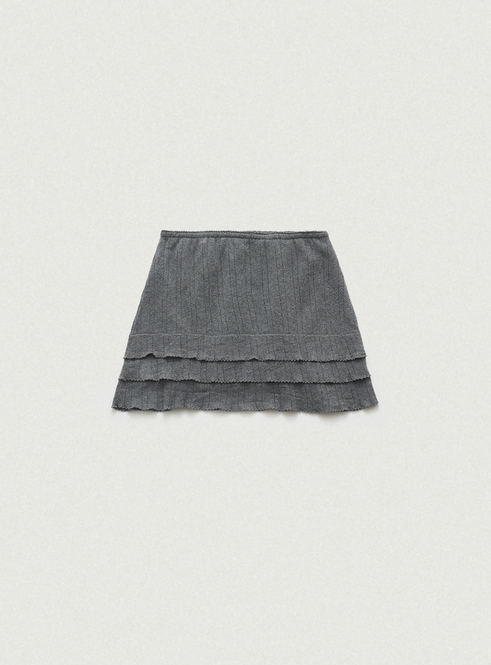 Grey Cotton Eyelet Knit Pleated Skirt
