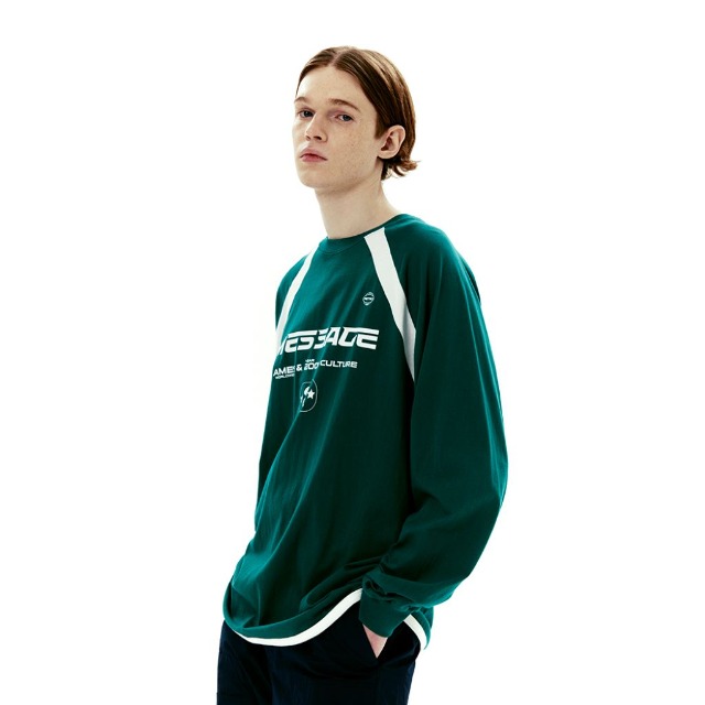 [単独最安値]MESSAGE LOGO RAGLAN LS TEE GREEN