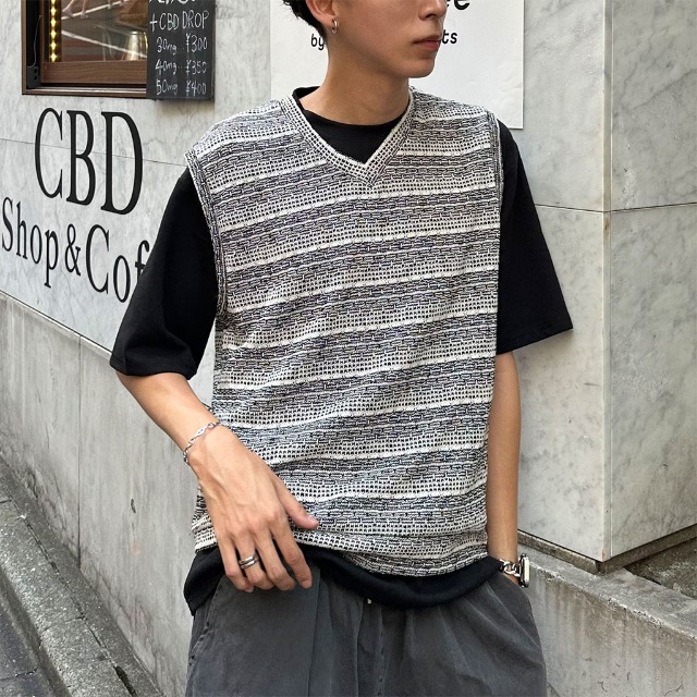 ボーダーニットベスト