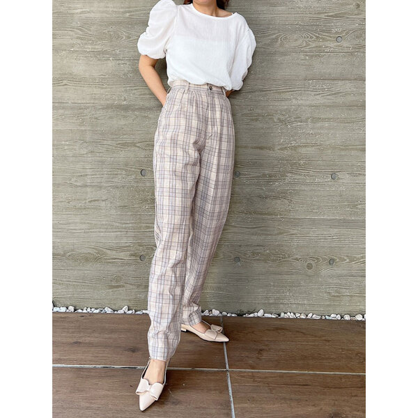 TOUJOURS ブラウン系チェック パンツ 新品未使用 LIMITED EDITION ウールチェック柄スーツパンツ - ブラウン