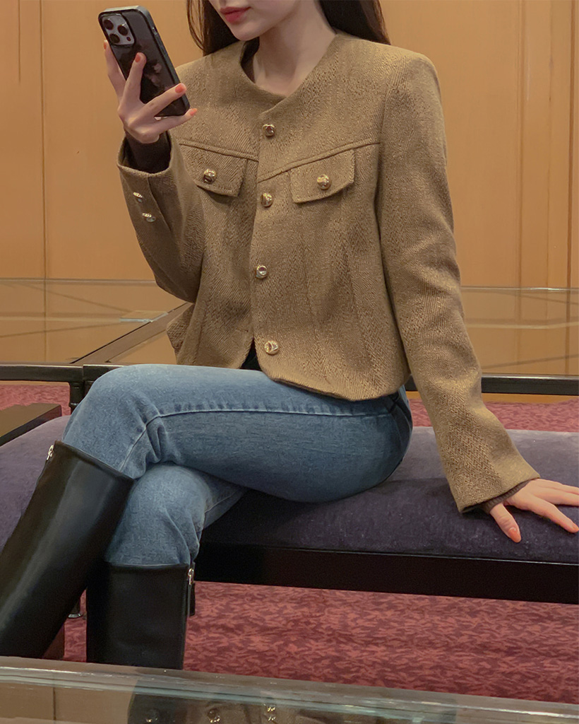 (2color) 金ボタン ショート丈 ジャケット アウター