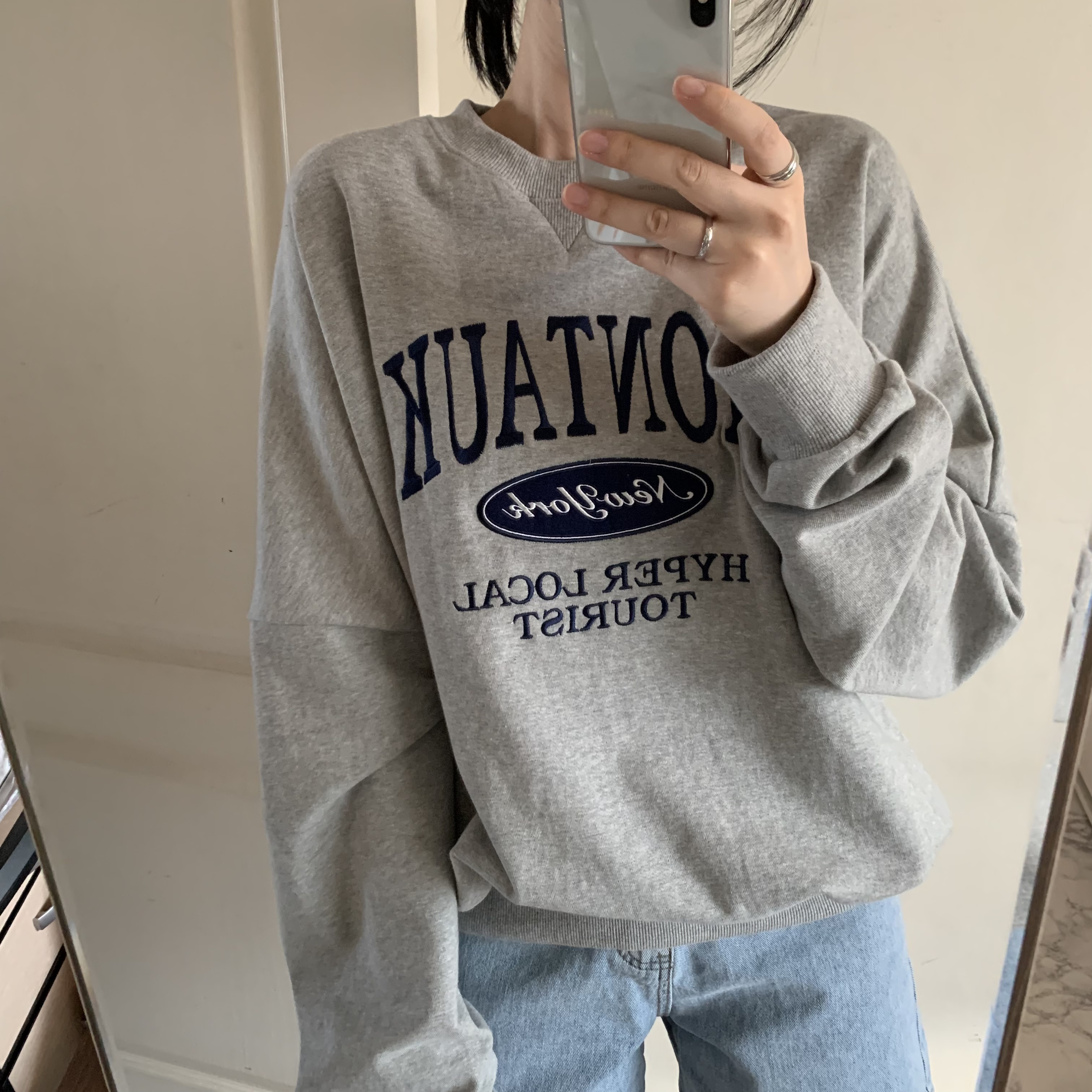 オーバーサイズステッチパイルスウェットシャツ | ファッション通販