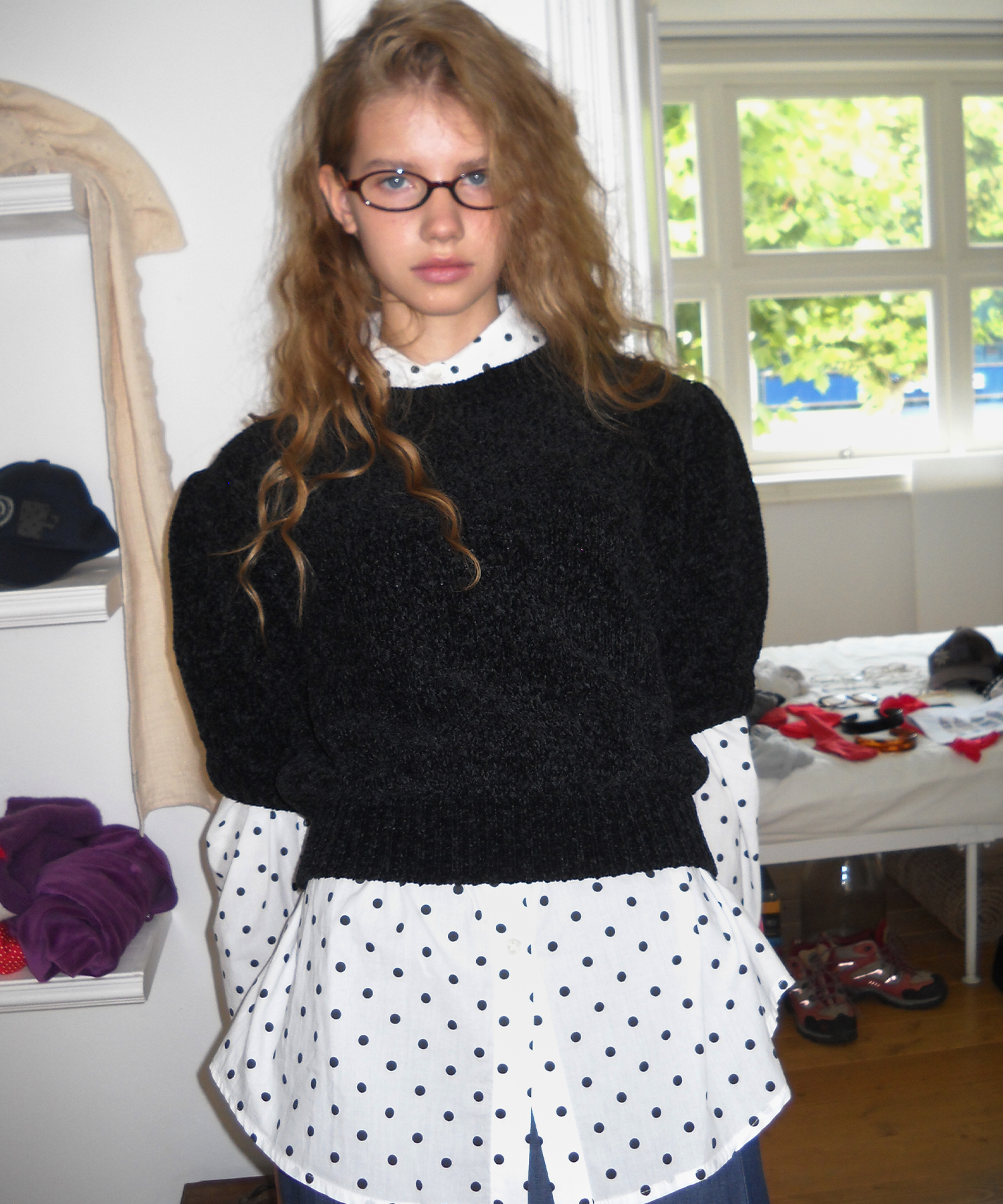 Puff Sleeve Knit, Black