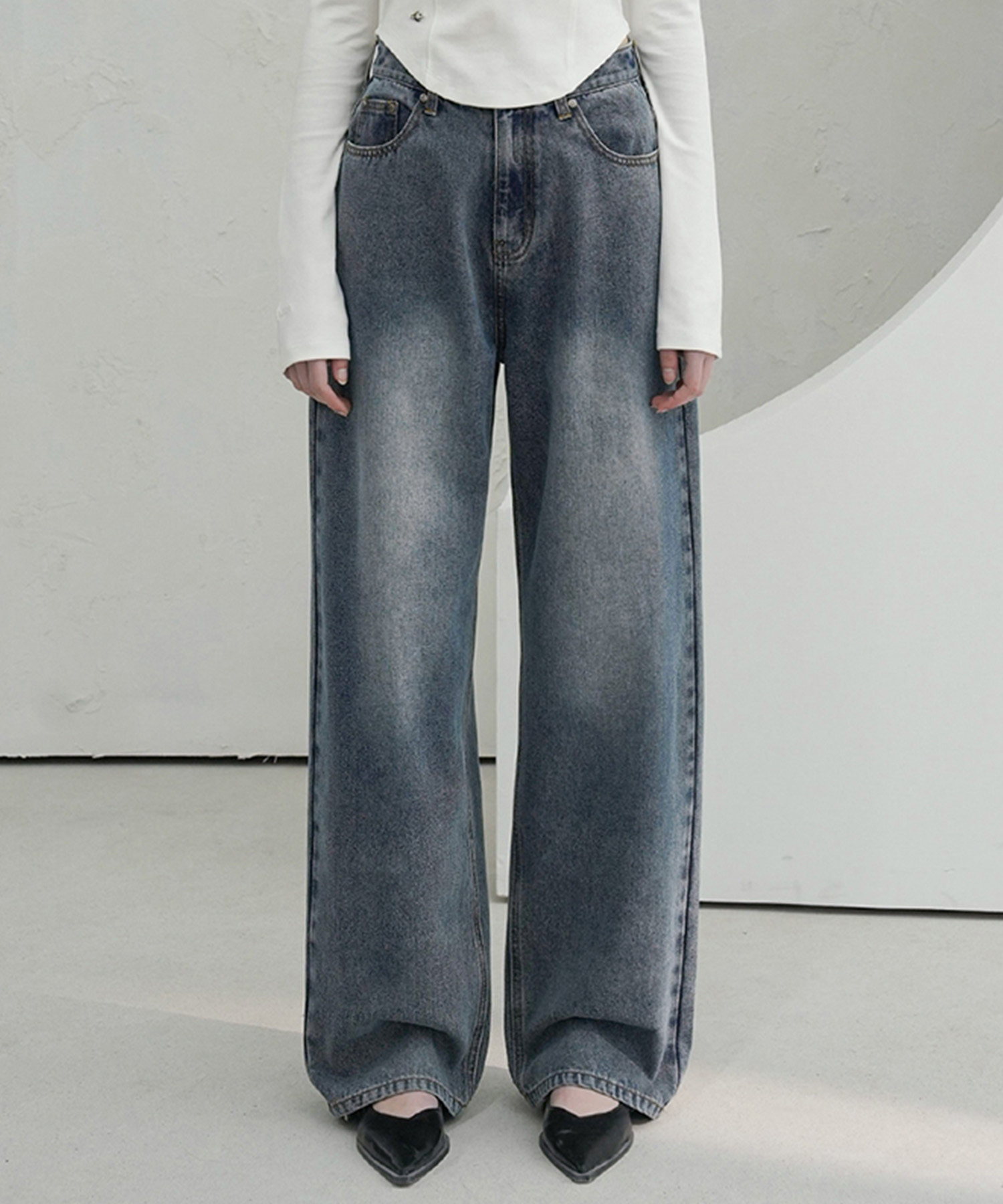 Brush Wide Denim Pants LIGHT BLUE