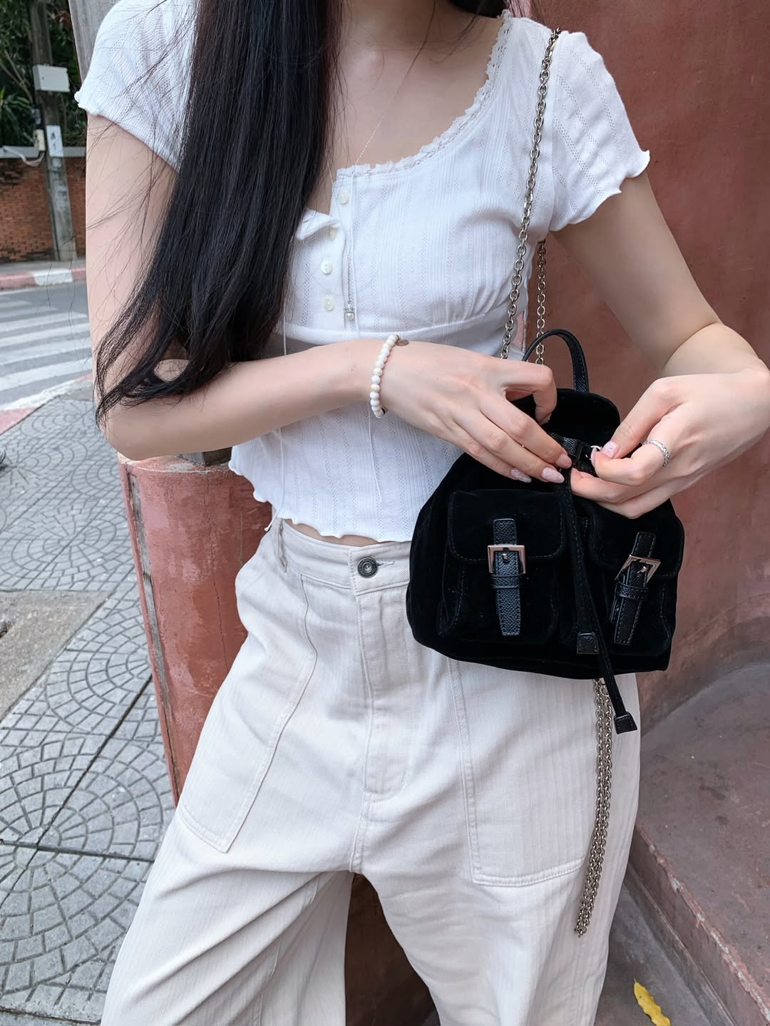 Cotton Eyelet Button Top_White