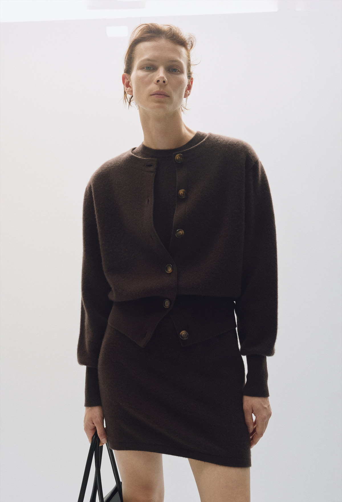 Cashmere Double Weave Cardigan Brown