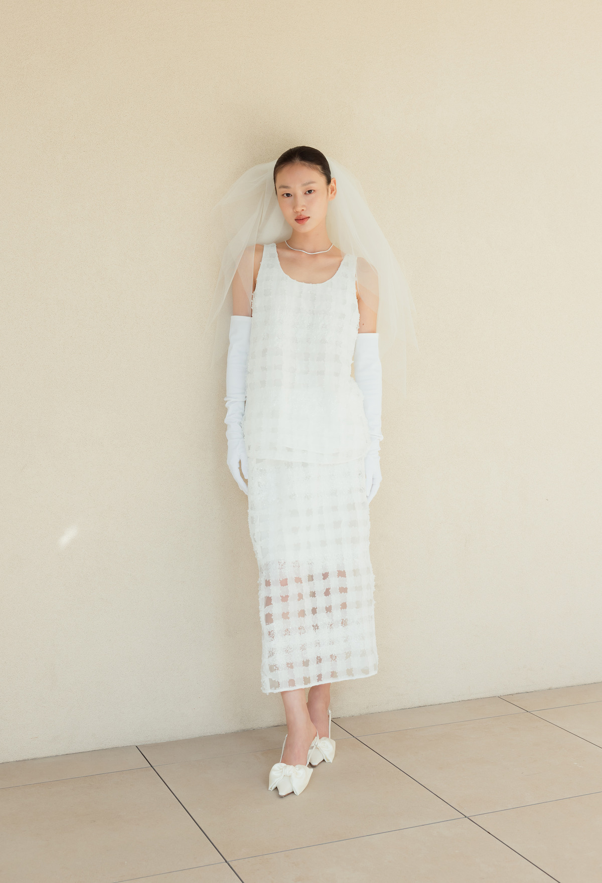 Glitter Sleeveless Top Ivory