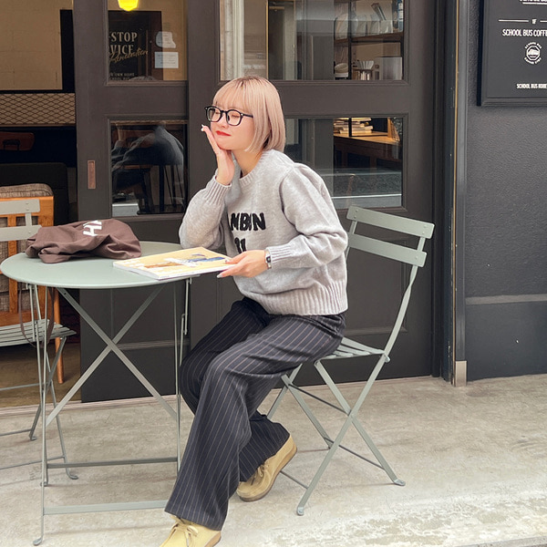ストライプ品です ワイドレッグ シャツパンツ ストライプデザイン | Lazy Styles