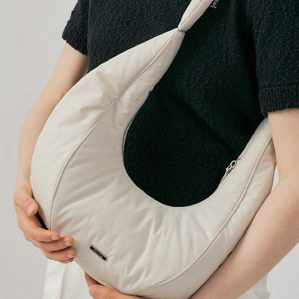 FOLNUA PADDED OVAL BAG LIGHT GRAY - COTTON | ファッション