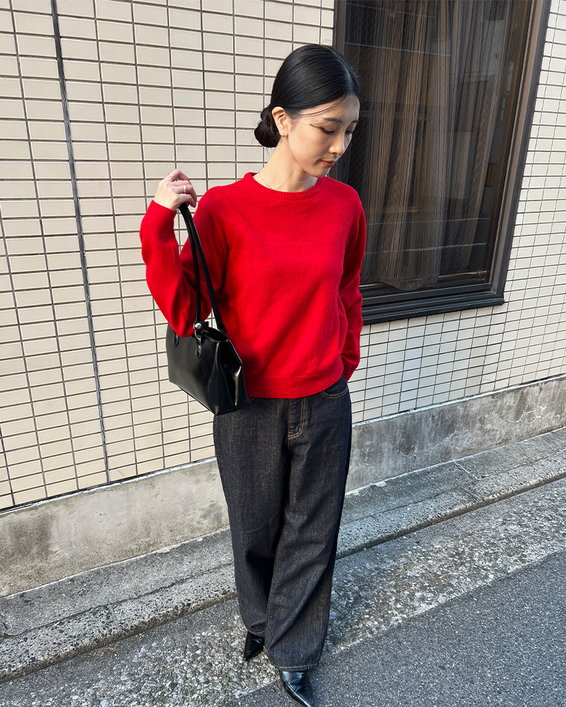 ベーシックラウンド長袖ニット