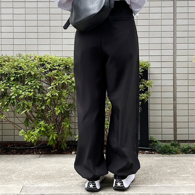 ゆうゆう様【新品】HELROUS ワイドレッグパンツ ネイビー Mサイズ 高身長 ストレッチきれい見えワイドパンツ 丈長め・トールサイズ