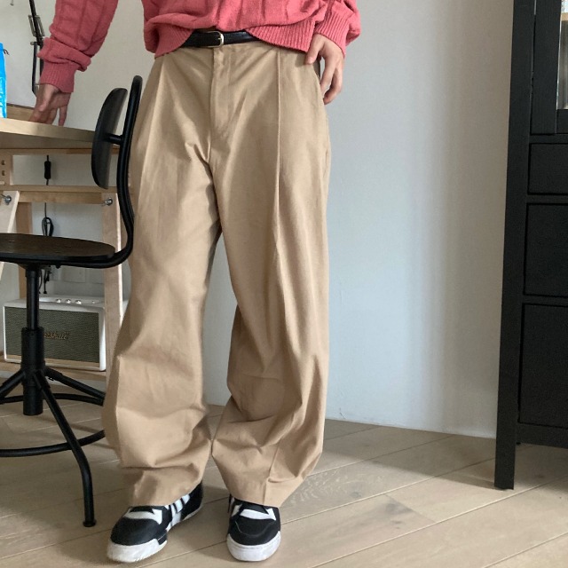 (4color)コットンワイドパンツ