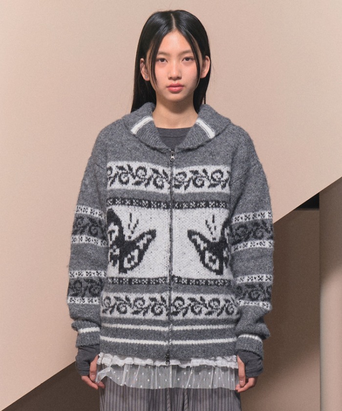 [Influencer pick] PEPE COWICHAN KNIT ZIP-UP (GRAY)_F24ZA960