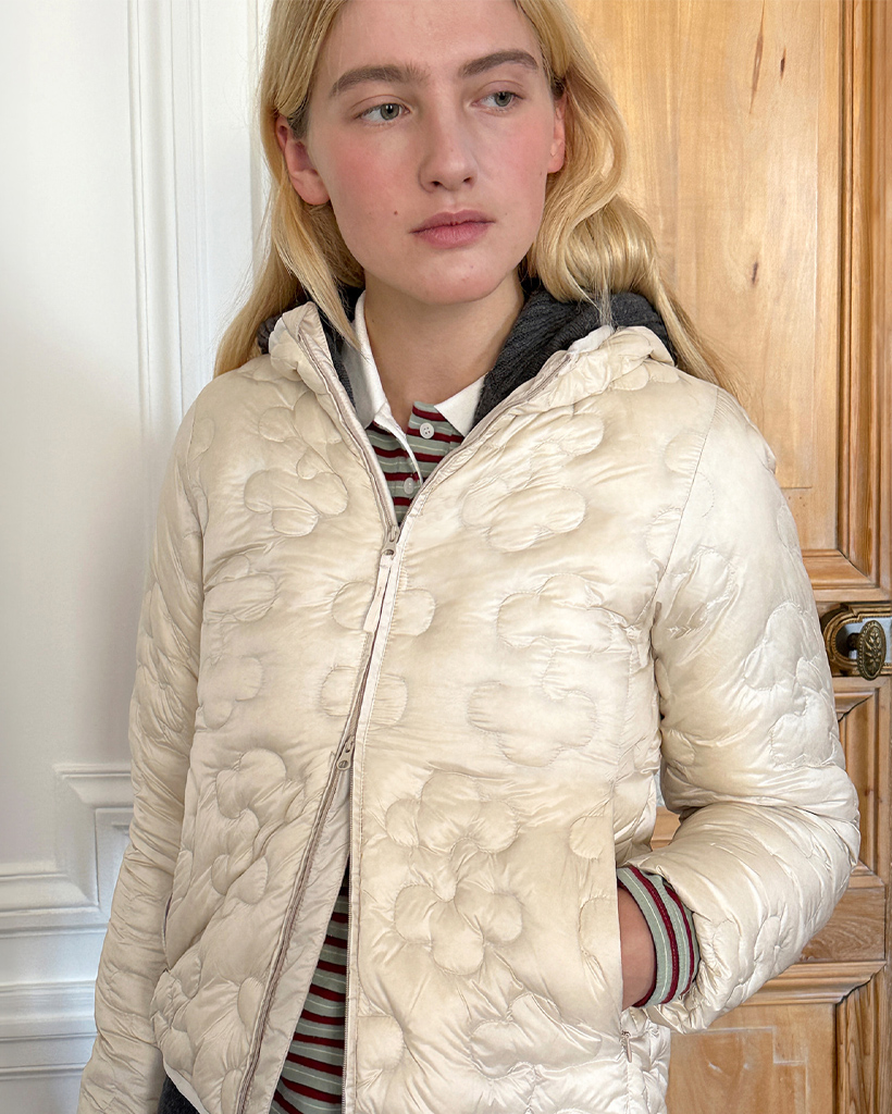 Light Down Hoodie Jacket (Light Beige)