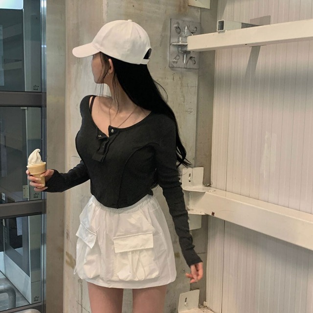 5color] スリムスナップボタンTシャツ | ファッション通販サイト