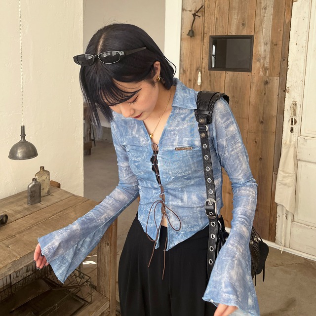 シースルーアイレットシャツ