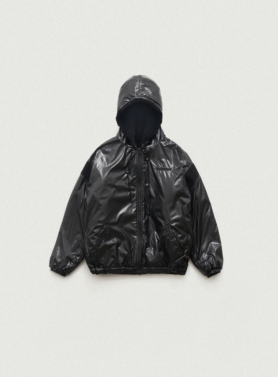 Eco-Shearling Snuggle Reversible Hooded Jacket - Black