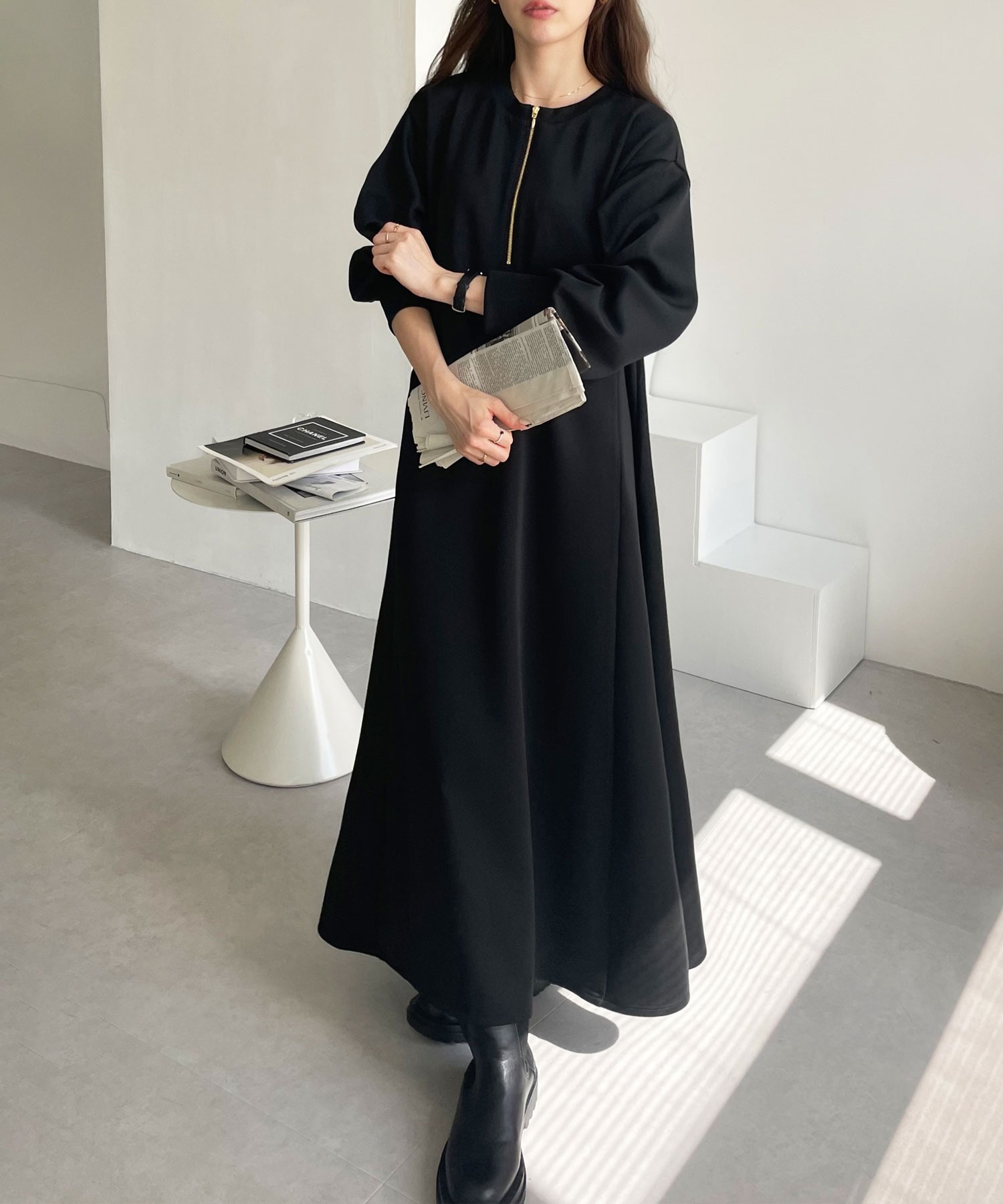 新色追加】春 まで使える。楽ちんすっきり見せ前後2WAYハーフジップ