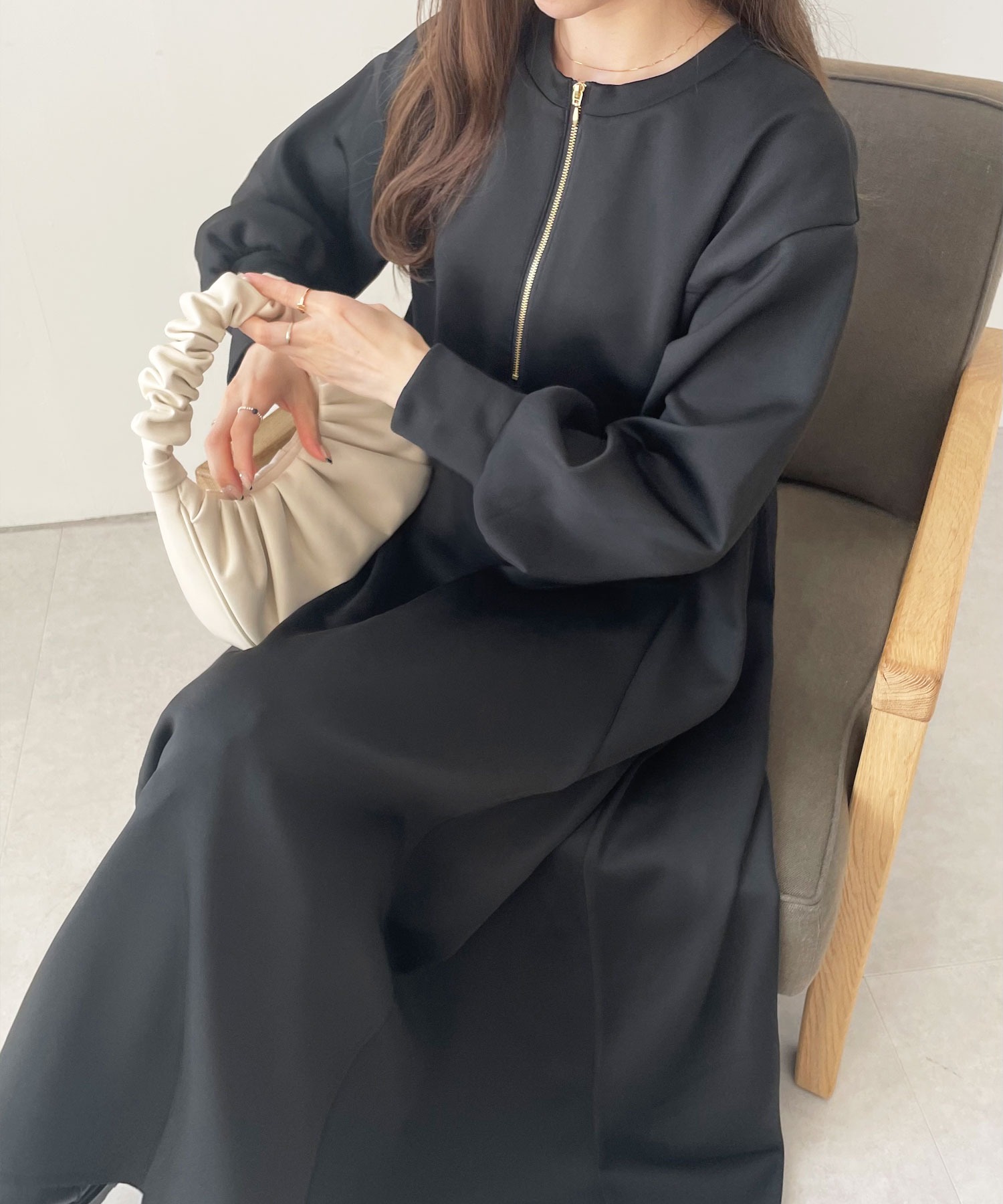 新色追加】春 まで使える。楽ちんすっきり見せ前後2WAYハーフジップ