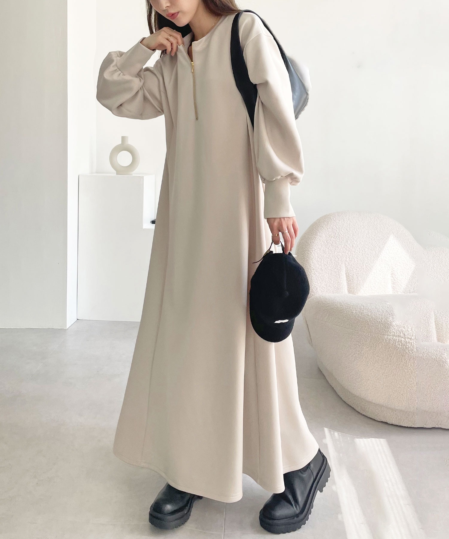 新色追加】春 まで使える。楽ちんすっきり見せ前後2WAYハーフジップ