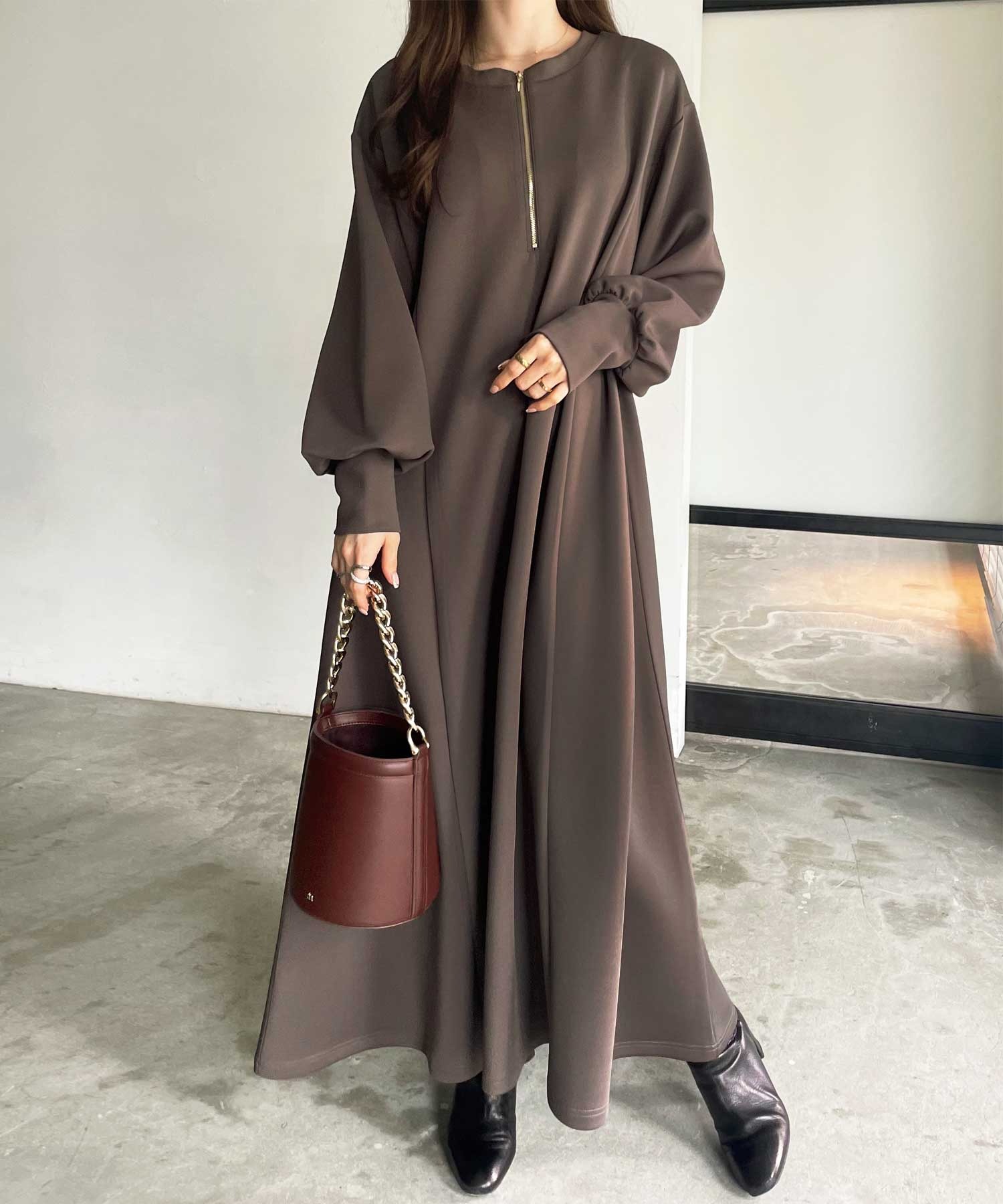 新色追加】春 まで使える。楽ちんすっきり見せ前後2WAYハーフジップ