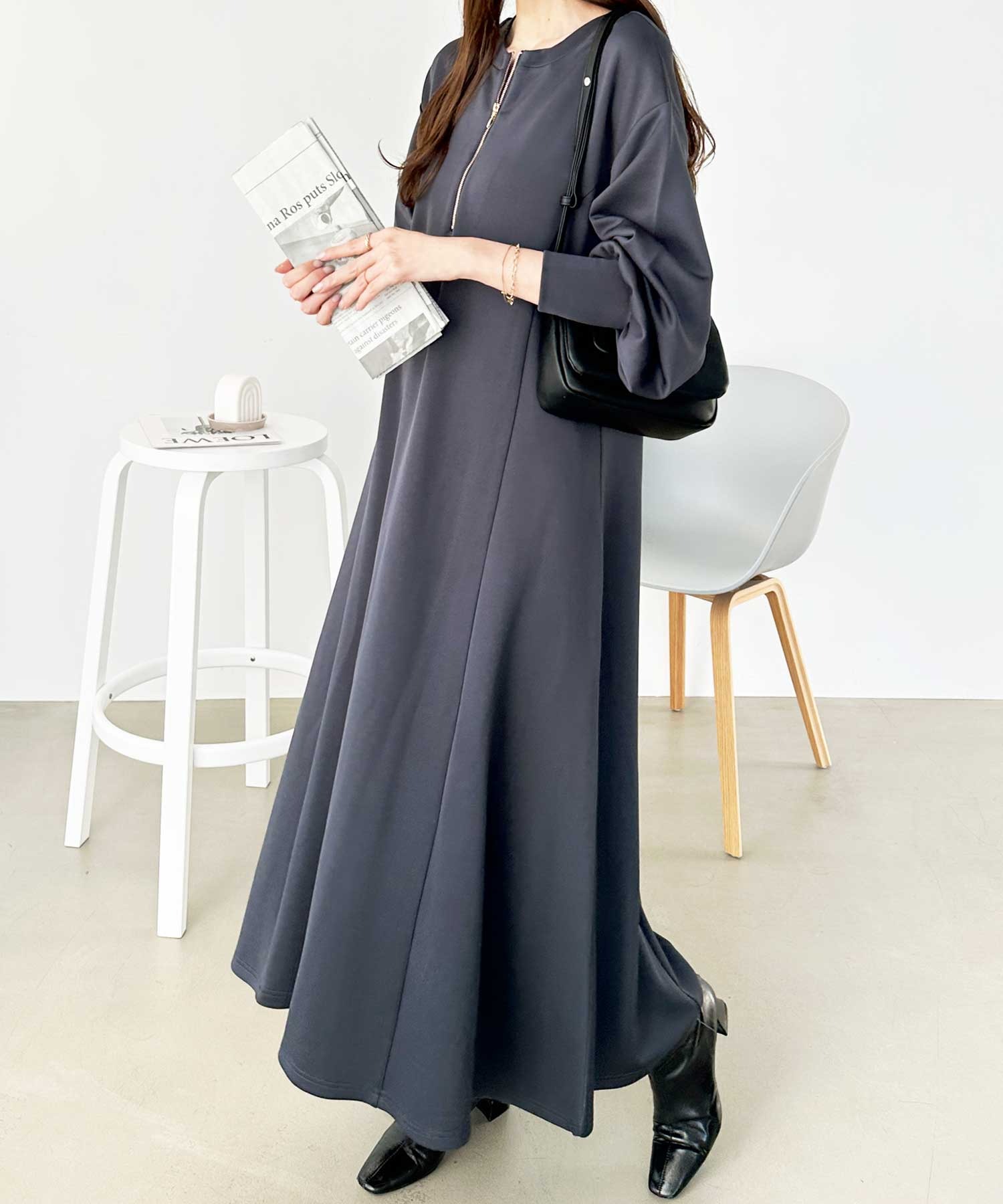 新色追加】春 まで使える。楽ちんすっきり見せ前後2WAYハーフジップ