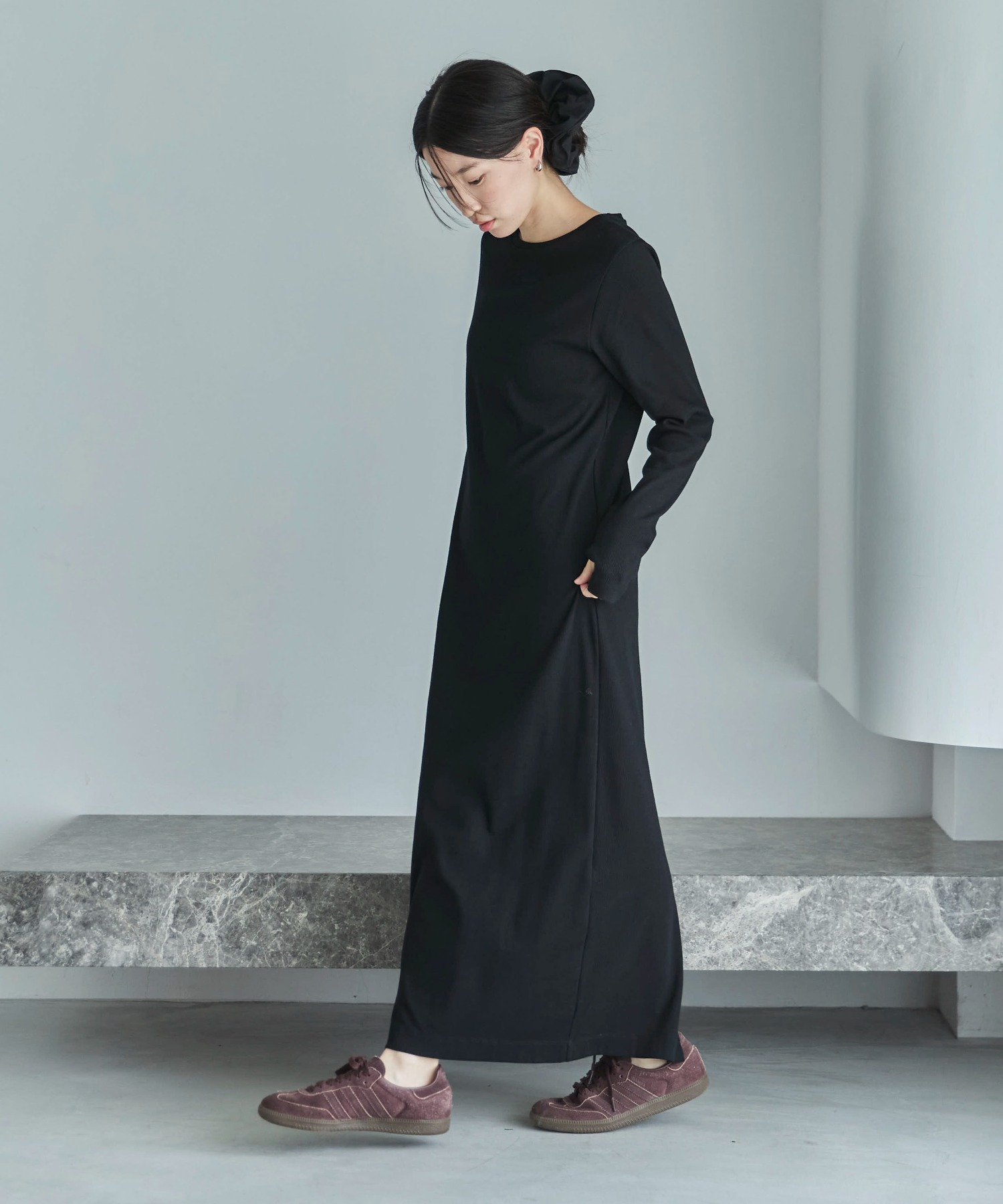 emiria ロングワンピースM TALL/2Tサイズあり】カットリブロングワンピース | ファッション通販