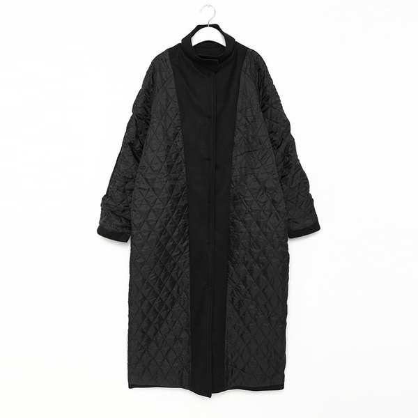 3【美品】NUE by as ヌエ　2way キルティングコート　フリル 2way キルティング フード コート 着脱 ノーカラー ミドル丈