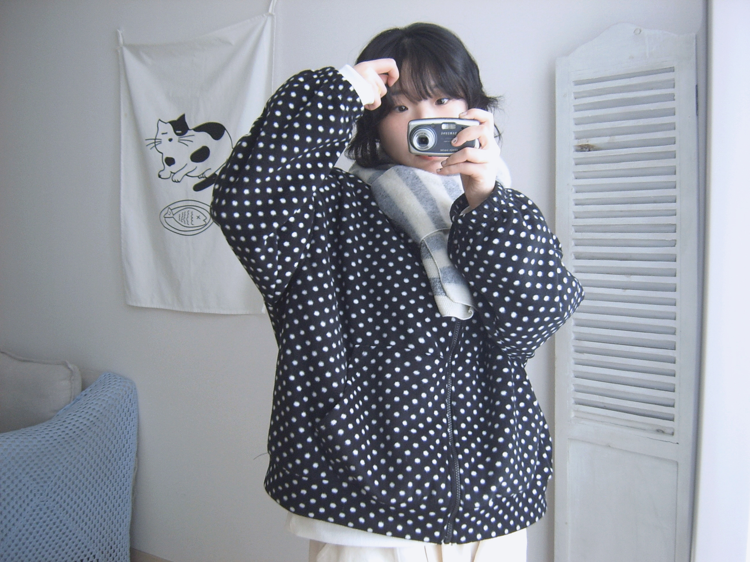 ドット柄 フリース ジャケット