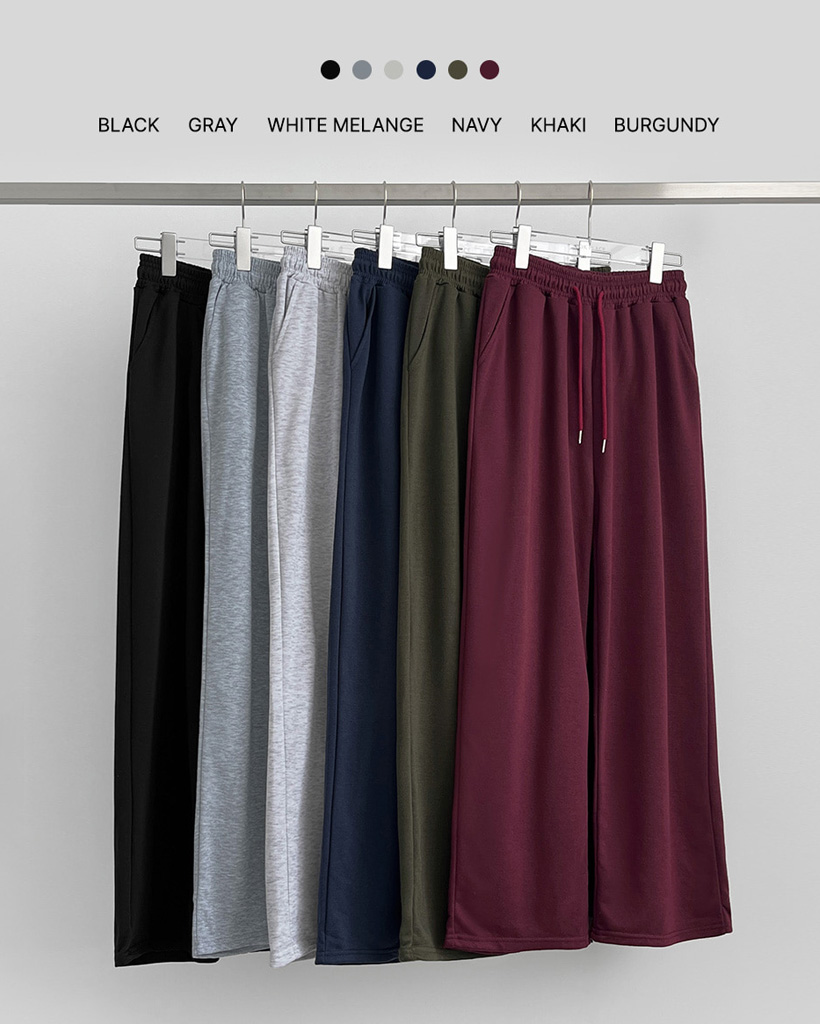 6color) ベーシックロングワイドゴムトレーニングパンツ