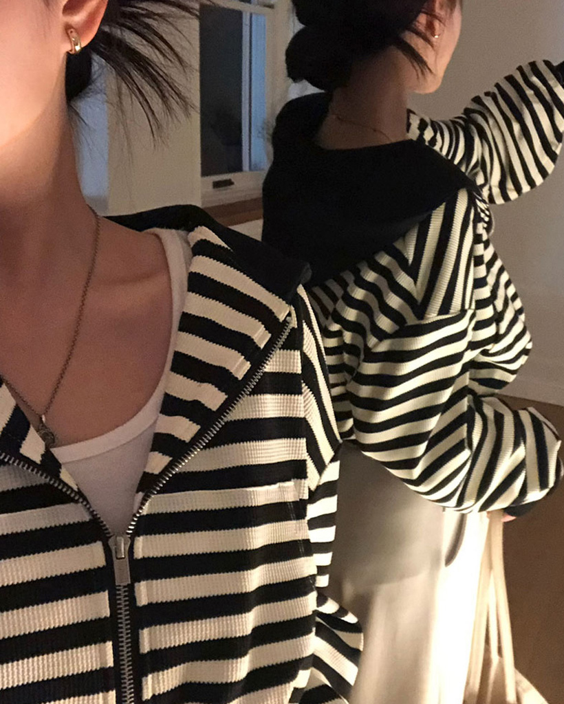 ORIGINAL) ワッフルストライプジップアップパーカー | ファッション