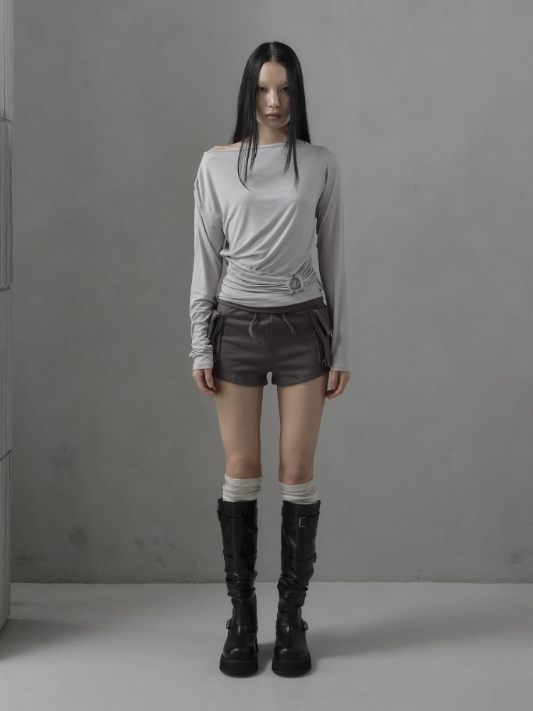 [mnem] Billowy Cargo Shorts (charcoal)