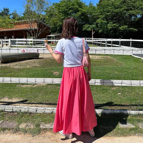 ピンクシルキーロングスカート | ファッション通販サイト NUGU